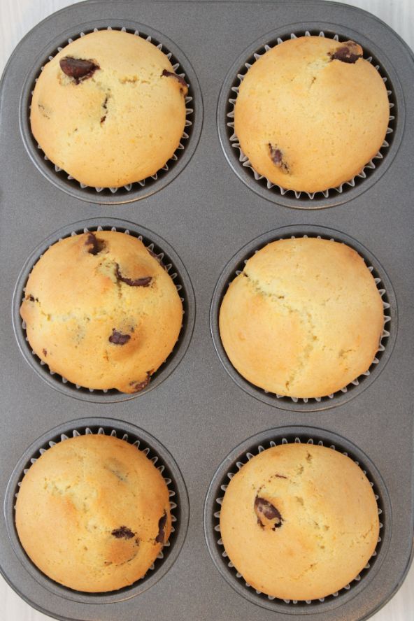 Baked muffins resting in a muffin tray