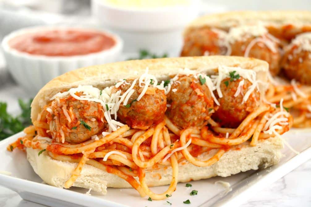 Spaghetti and Meatball Sandwich