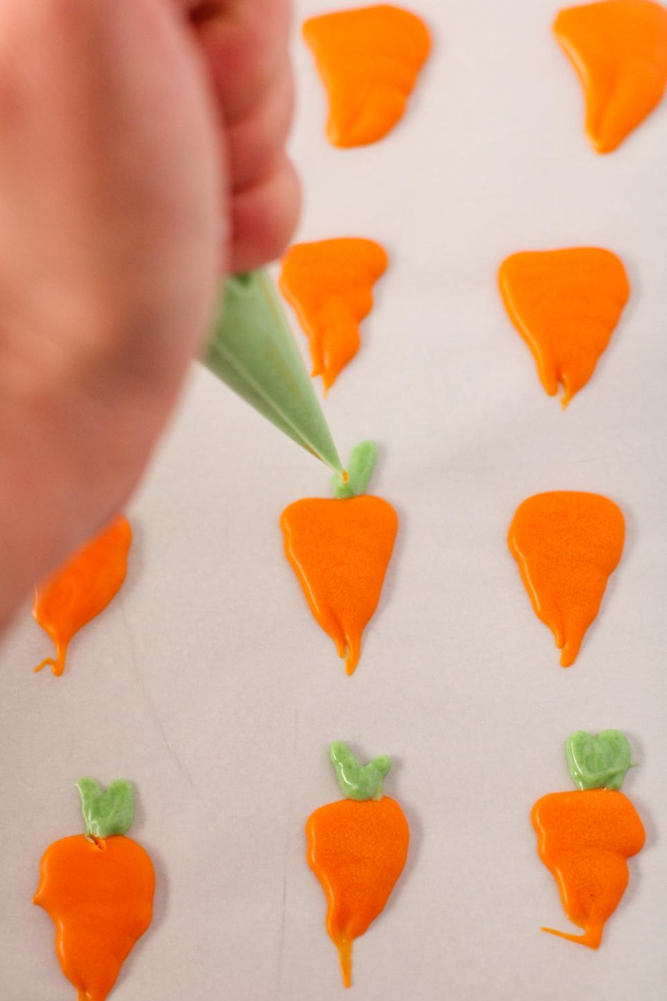 Use melted candy melts to make small carrots