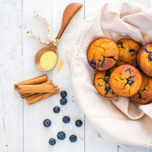 Mini blueberry cornbread muffins